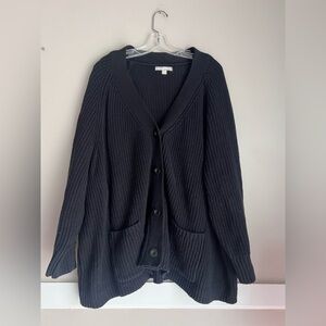 Woman Within Black Button-Up Sweater
